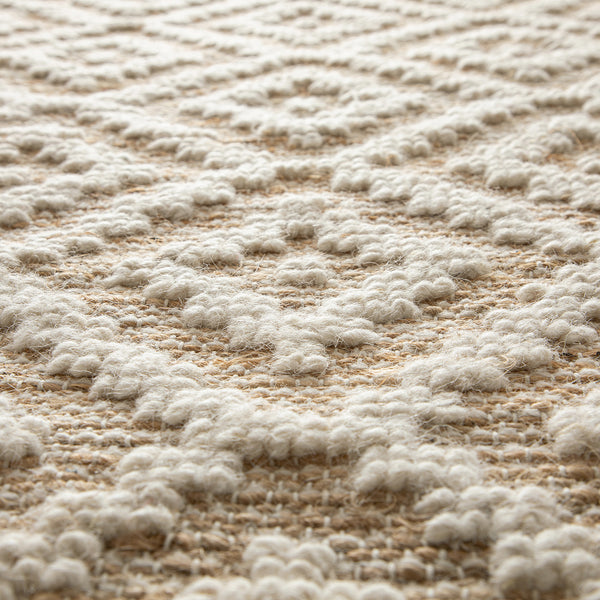 Veneta Natural & Ivory White Diamond Handwoven Wool & Jute Rug - daals