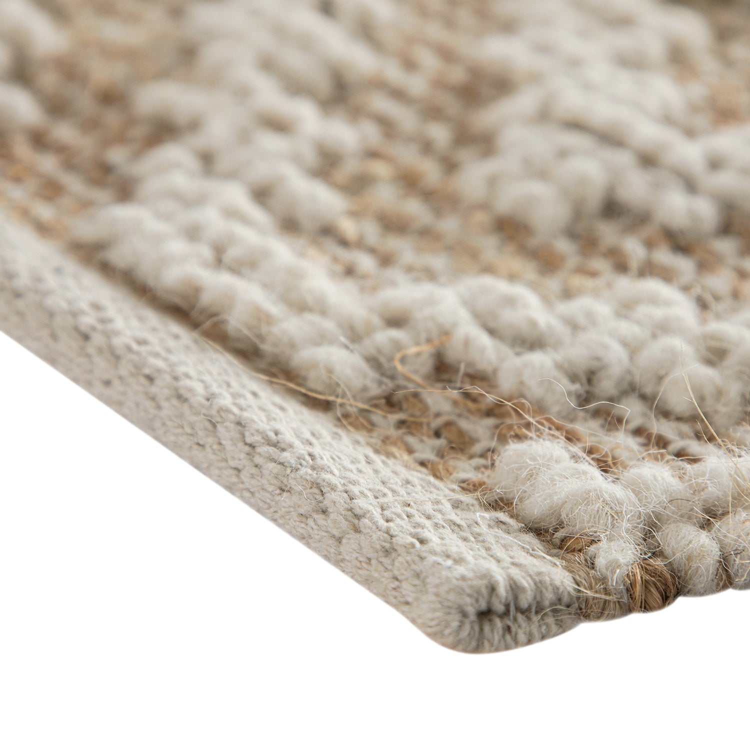 Veneta Natural & Ivory White Diamond Handwoven Wool & Jute Rug