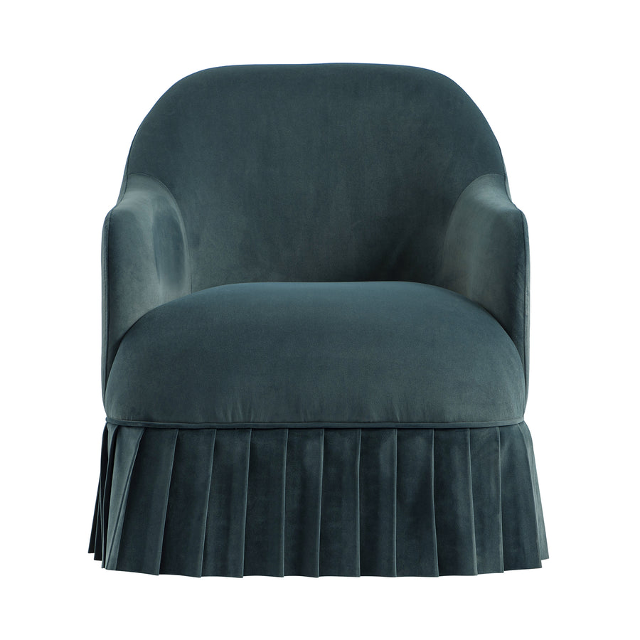 Calliope Skirted Armchair, Aegean Blue Velvet - daals