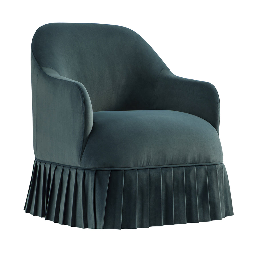 Calliope Skirted Armchair, Aegean Blue Velvet - daals