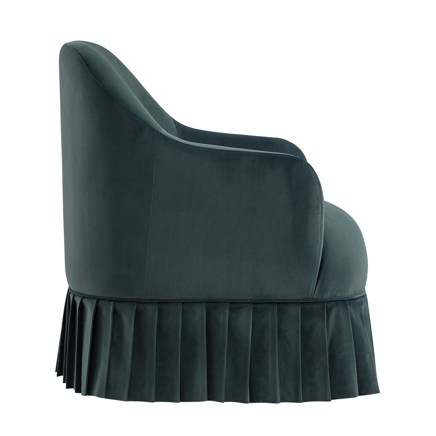Calliope Skirted Armchair, Aegean Blue Velvet - daals