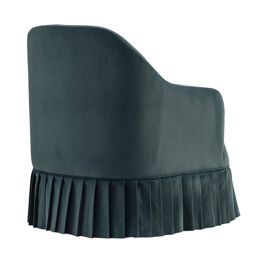 Calliope Skirted Armchair, Aegean Blue Velvet - daals