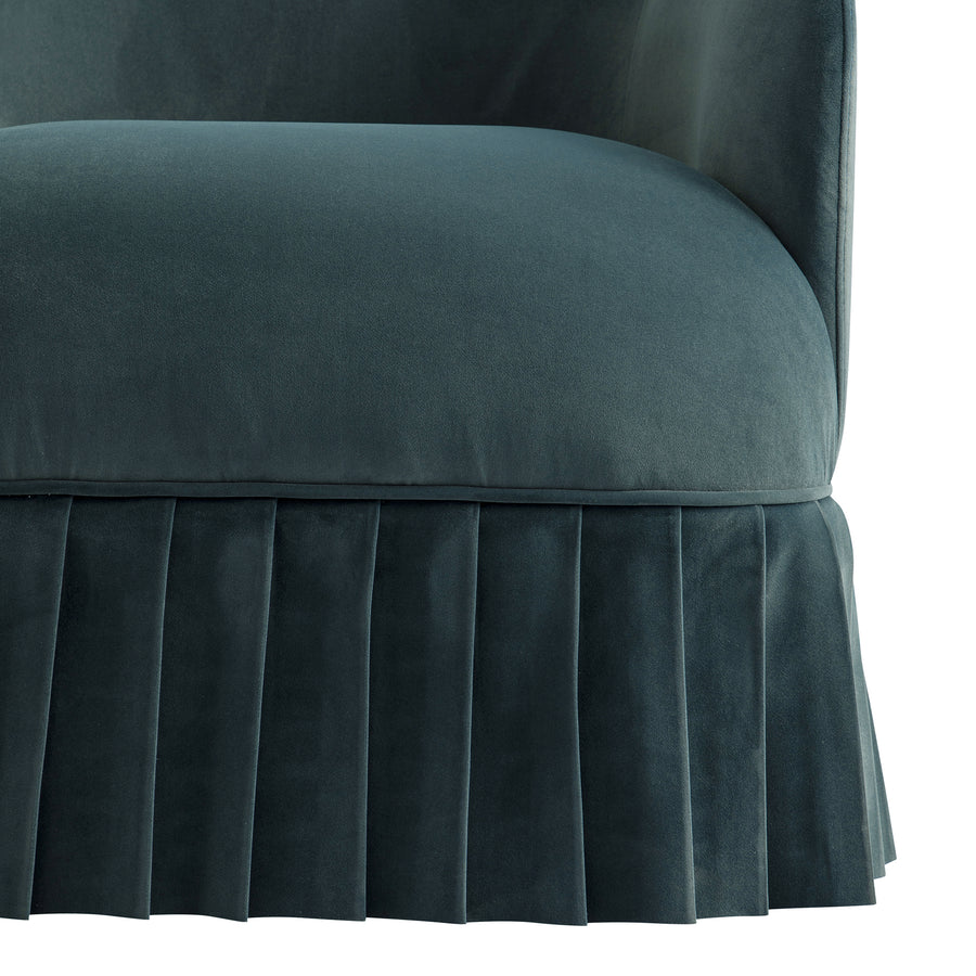 Calliope Skirted Armchair, Aegean Blue Velvet - daals
