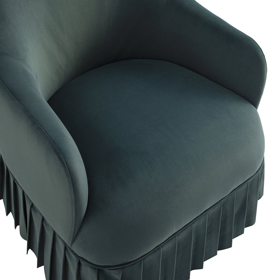 Calliope Skirted Armchair, Aegean Blue Velvet - daals