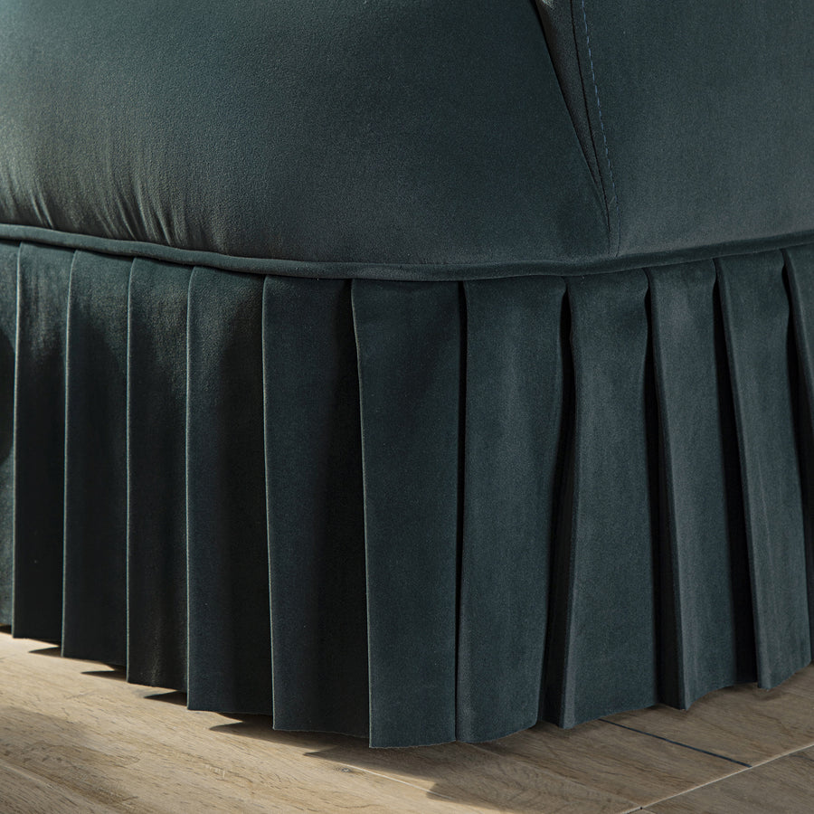 Calliope Skirted Armchair, Aegean Blue Velvet - daals