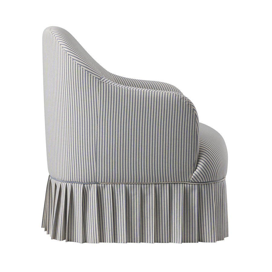 Calliope Skirted Armchair, Blue Striped