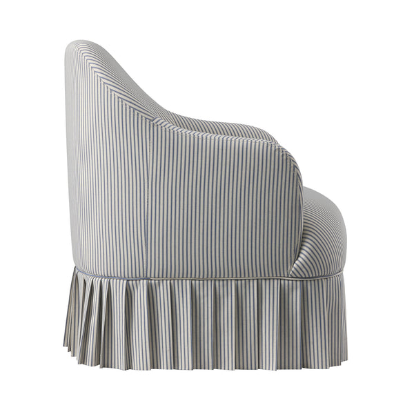 Calliope Skirted Armchair, Blue Striped