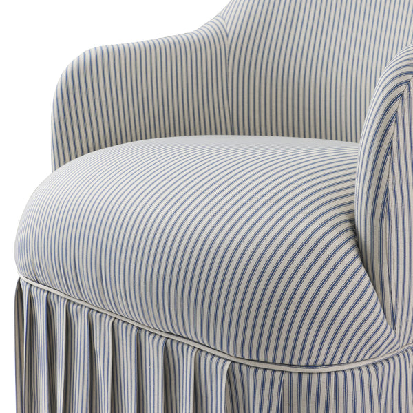 Calliope Skirted Armchair, Blue Striped