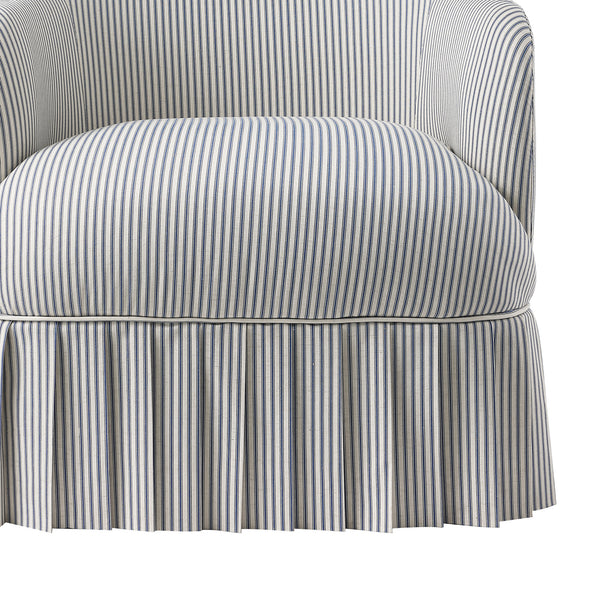 Calliope Skirted Armchair, Blue Striped