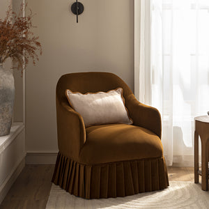Calliope Skirted Armchair, Cinnamon Velvet