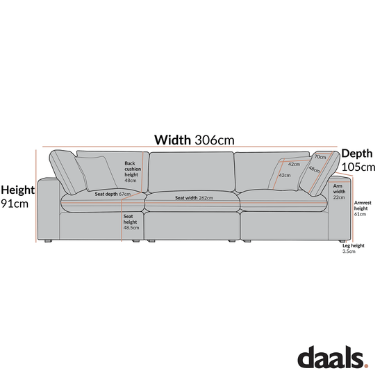 Lutyens Light Grey Linen Blend Modular Sofa, 3-Piece