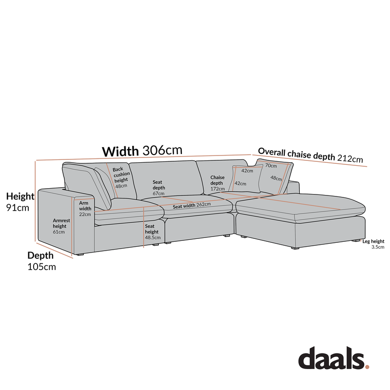 Lutyens Moss Green Velvet Modular Sofa, 3-Piece Chaise
