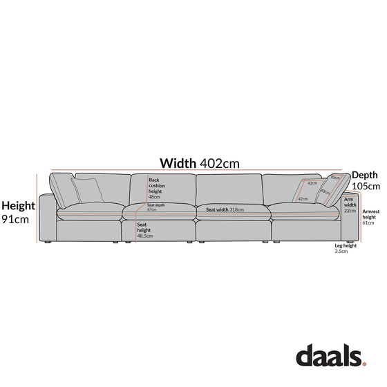 Lutyens Light Grey Linen Blend Modular Sofa, 4-Piece