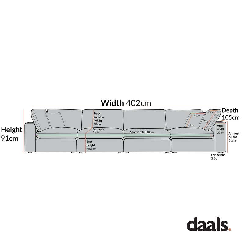 Lutyens Taupe Boucle Modular Sofa, 4-Piece