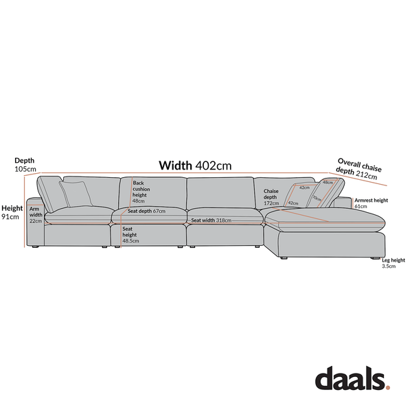 Lutyens Taupe Velvet Modular Sofa, 4-Piece Chaise