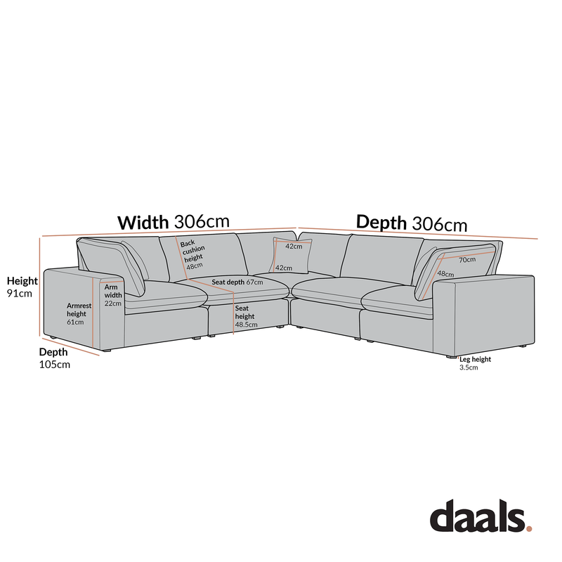 Lutyens Beige Linen Blend Modular Sofa, 5-Piece Corner Set