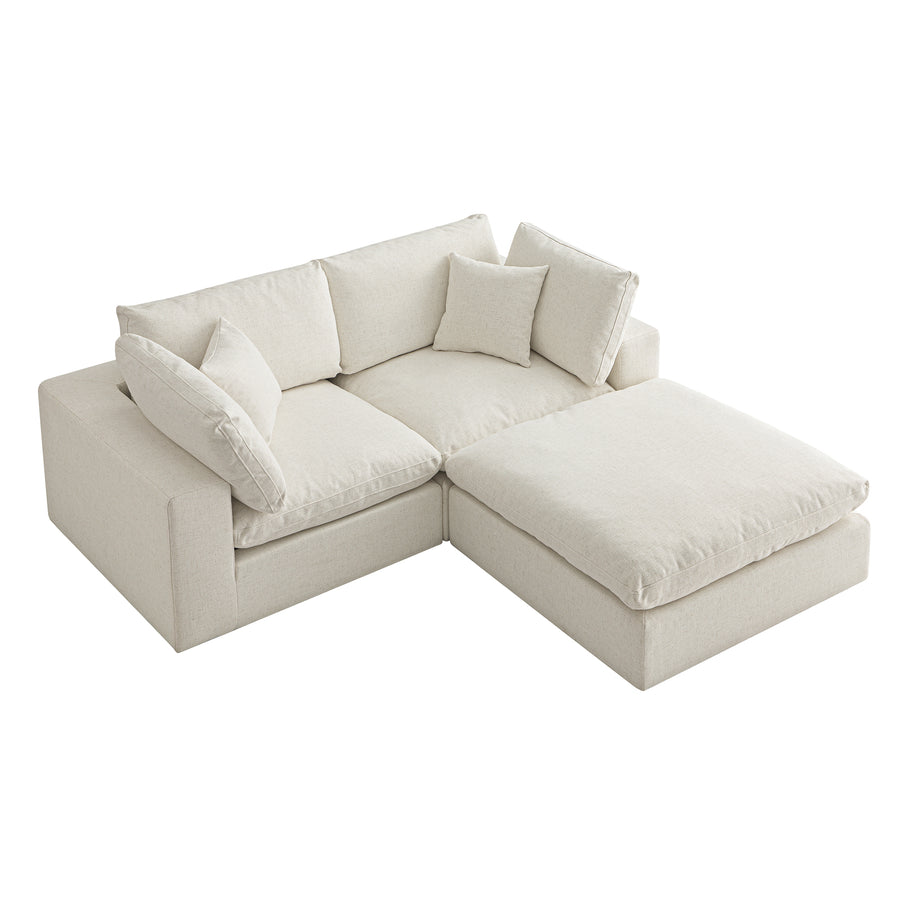 Lutyens Beige Linen Blend Modular Sofa, 2-Piece Chaise