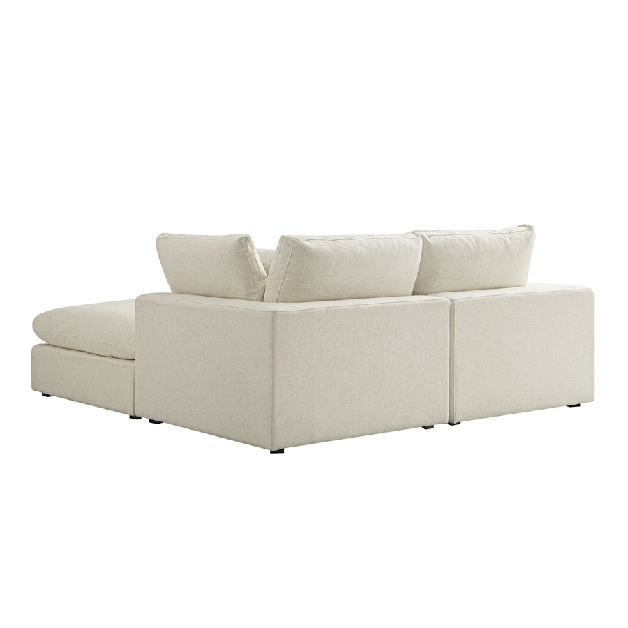 Lutyens Beige Linen Blend Modular Sofa, 2-Piece Chaise