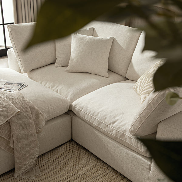 Lutyens Beige Linen Blend Modular Sofa, 2-Piece Chaise