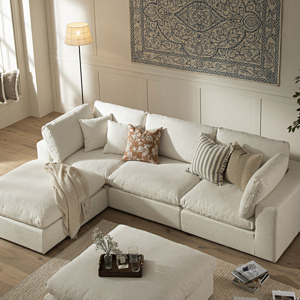 Lutyens Beige Linen Blend Modular Sofa, 3 - Piece Chaise - daals