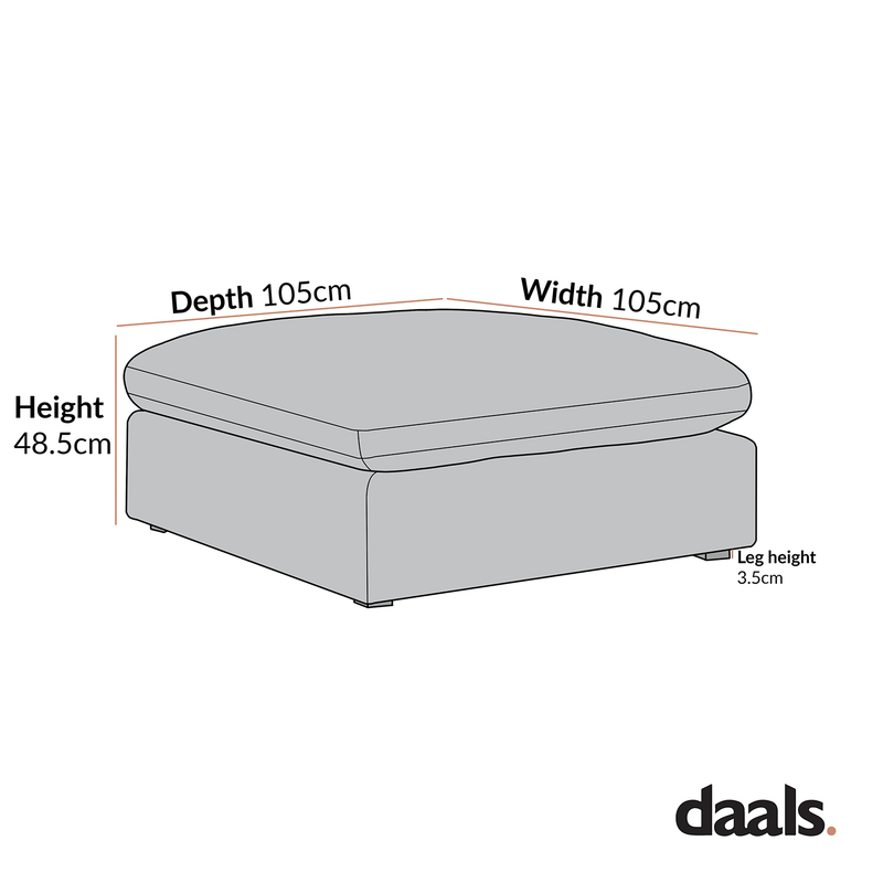 Lutyens Beige Linen Blend Modular Sofa, Stool