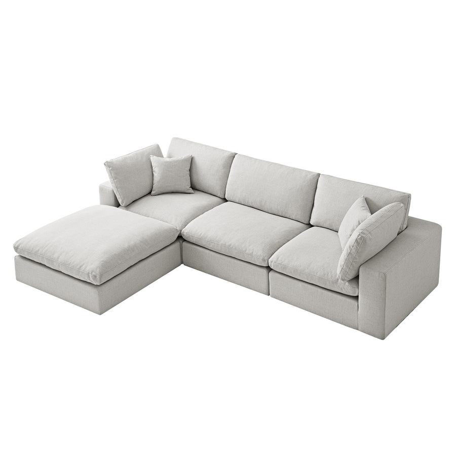 Lutyens Light Grey Linen Blend Modular Sofa, 3 - Piece Chaise - daals