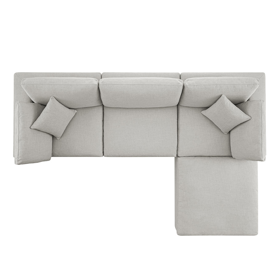 Lutyens Light Grey Linen Blend Modular Sofa, 3 - Piece Chaise - daals
