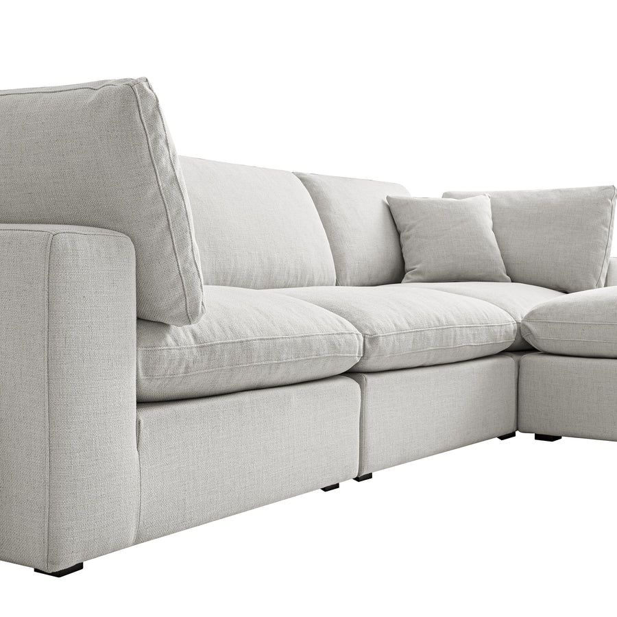 Lutyens Light Grey Linen Blend Modular Sofa, 3 - Piece Chaise - daals