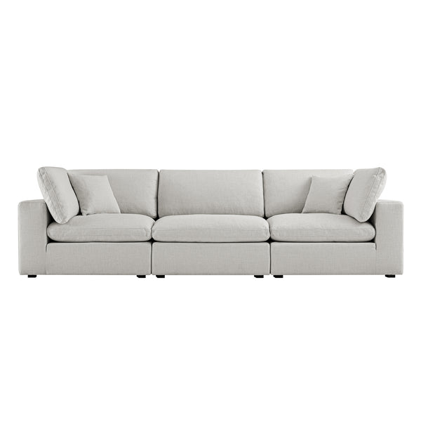 Lutyens Light Grey Linen Blend Modular Sofa, 3-Piece