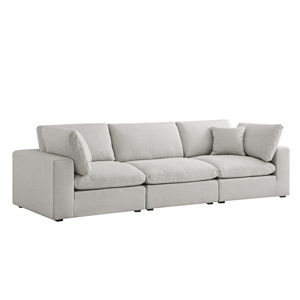 Lutyens Light Grey Linen Blend Modular Sofa, 3-Piece