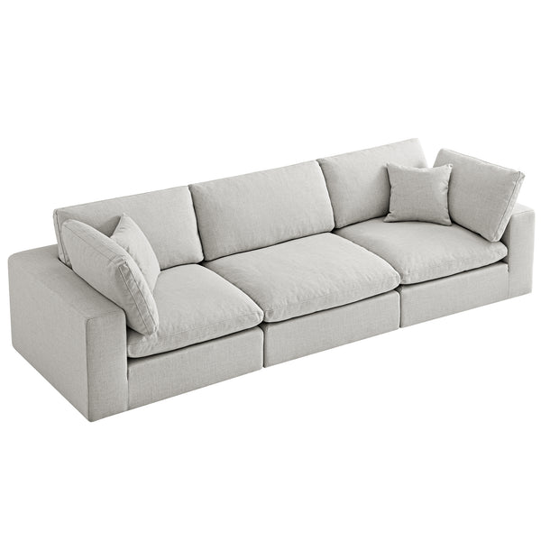 Lutyens Light Grey Linen Blend Modular Sofa, 3-Piece