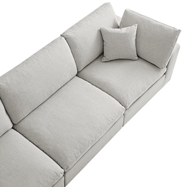 Lutyens Light Grey Linen Blend Modular Sofa, 3-Piece