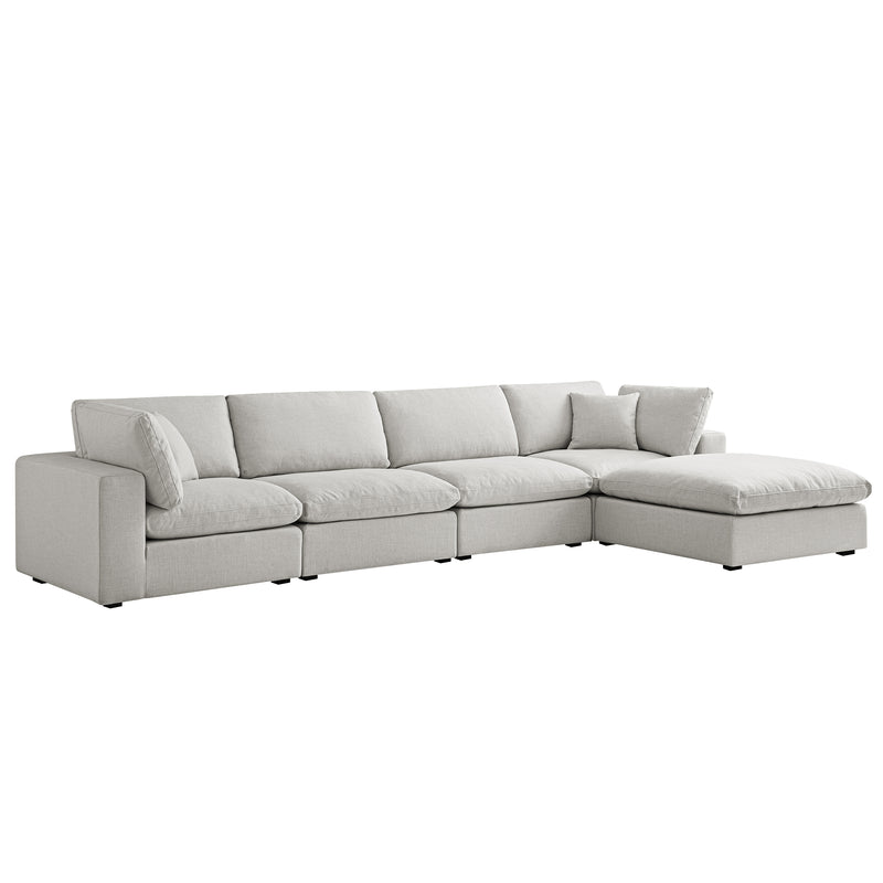 Lutyens Light Grey Linen Blend Modular Sofa, 4-Piece Chaise