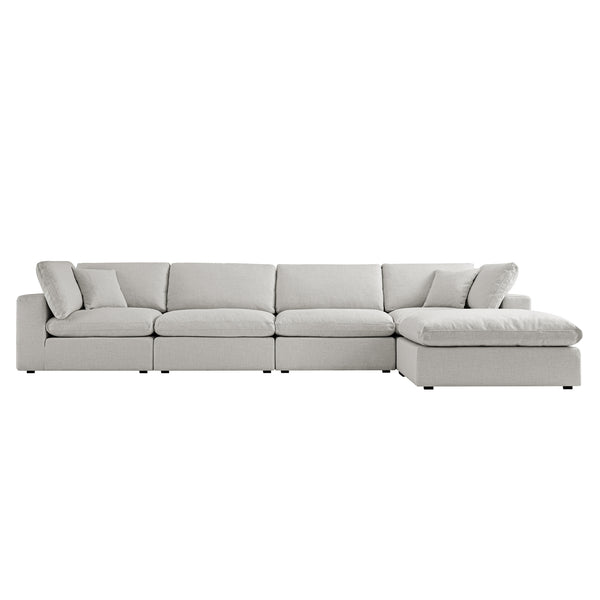 Lutyens Light Grey Linen Blend Modular Sofa, 4-Piece Chaise
