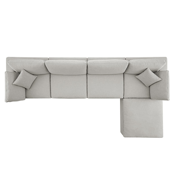 Lutyens Light Grey Linen Blend Modular Sofa, 4-Piece Chaise