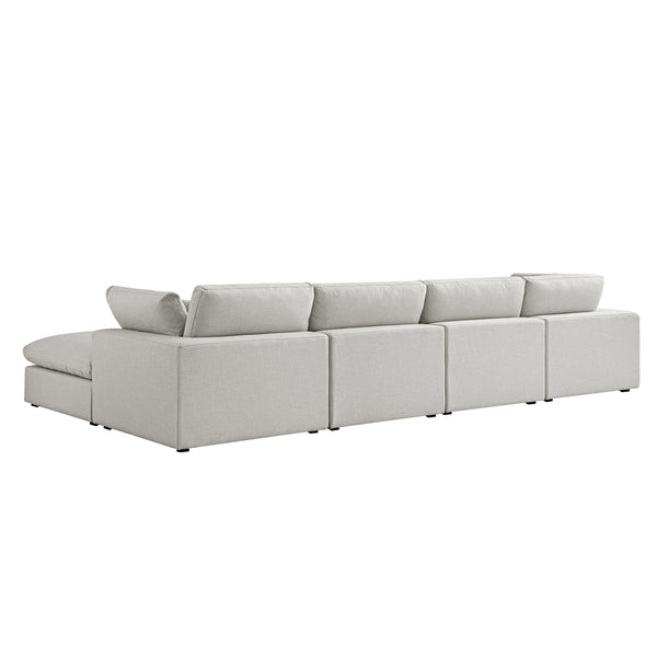 Lutyens Light Grey Linen Blend Modular Sofa, 4-Piece Chaise