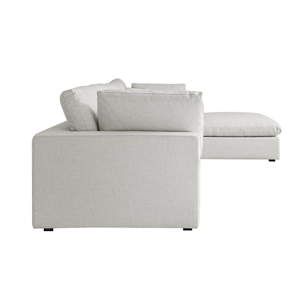 Lutyens Light Grey Linen Blend Modular Sofa, 4-Piece Chaise