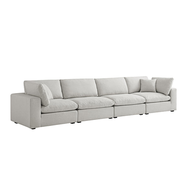 Lutyens Light Grey Linen Blend Modular Sofa, 4-Piece