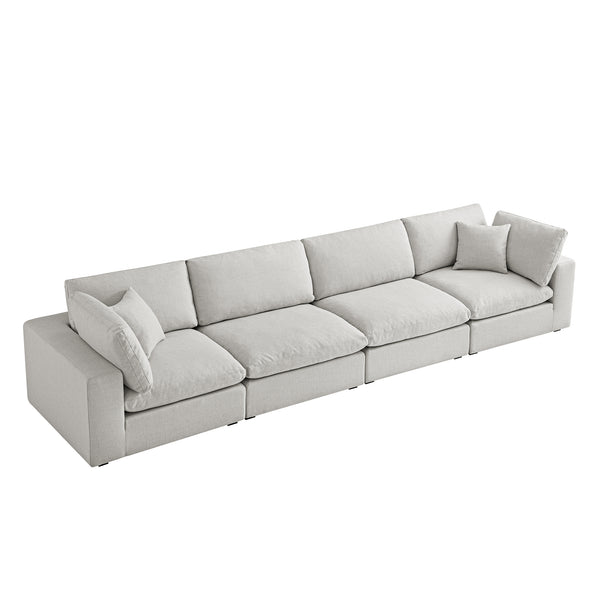 Lutyens Light Grey Linen Blend Modular Sofa, 4-Piece