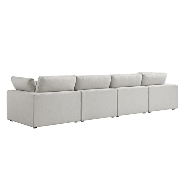 Lutyens Light Grey Linen Blend Modular Sofa, 4-Piece