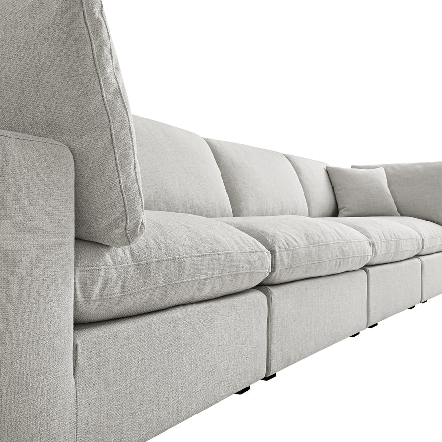 Lutyens Light Grey Linen Blend Modular Sofa, 4-Piece