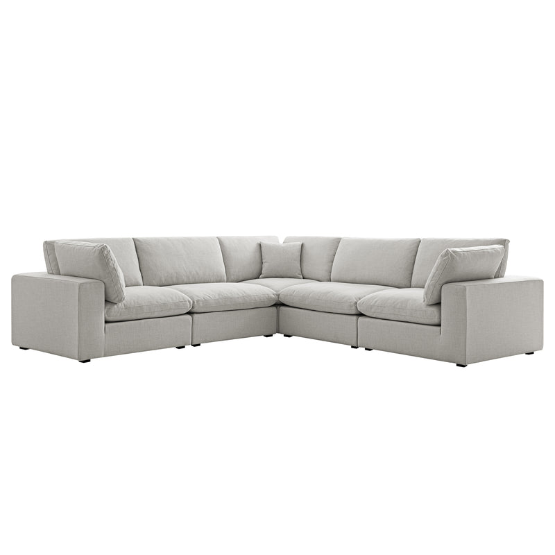 Lutyens Light Grey Linen Blend Modular Sofa, 5-Piece Corner Set