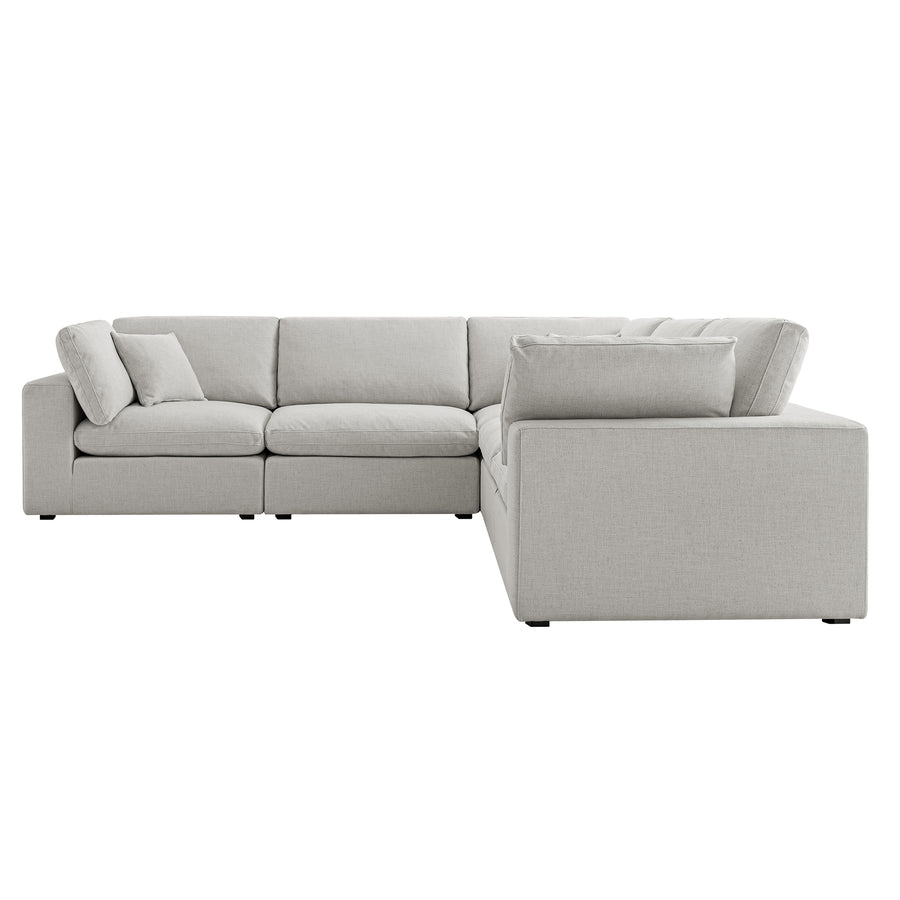 Lutyens Light Grey Linen Blend Modular Sofa, 5-Piece Corner Set