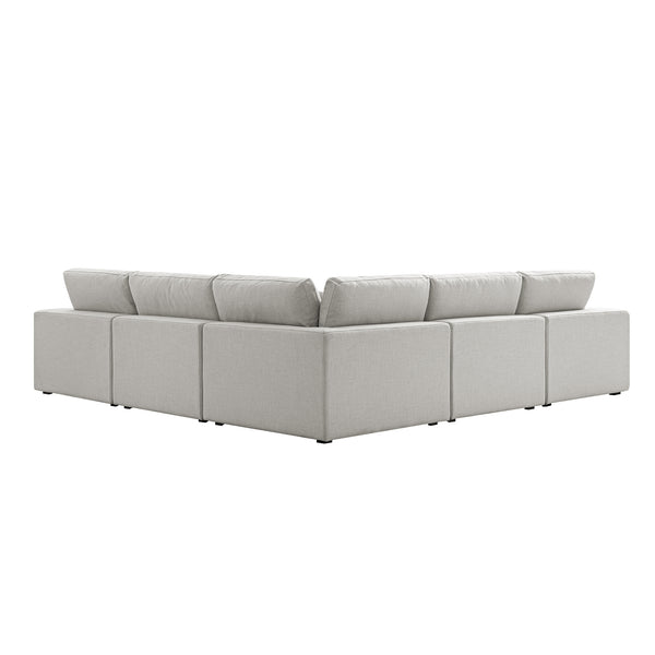 Lutyens Light Grey Linen Blend Modular Sofa, 5-Piece Corner Set