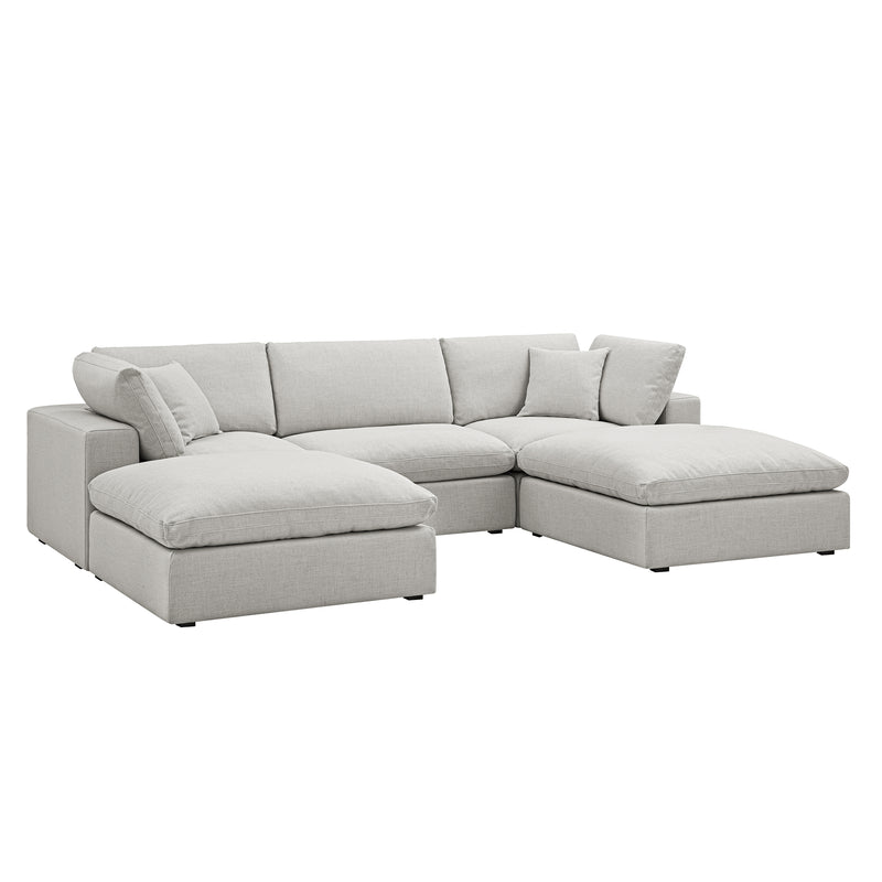 Lutyens Light Grey Linen Blend Modular Sofa, 5 - Piece U - Shape Set - daals