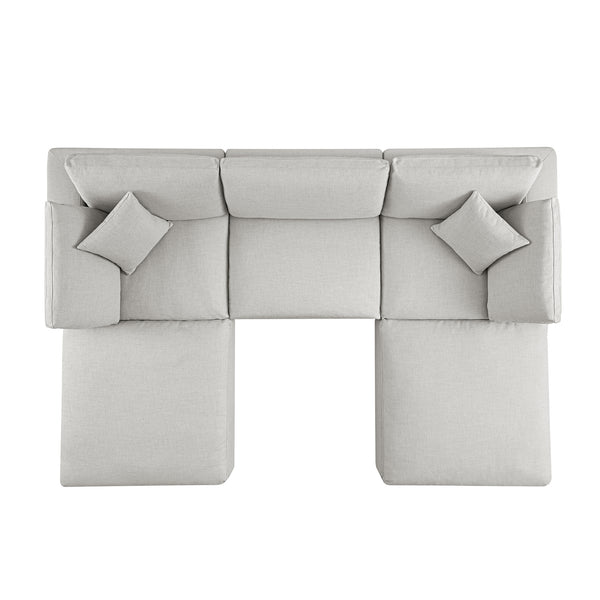 Lutyens Light Grey Linen Blend Modular Sofa, 5-Piece U-Shape Set