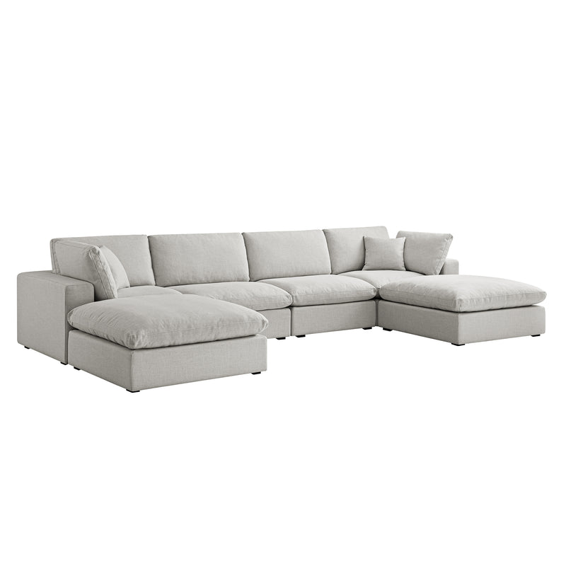 Lutyens Light Grey Linen Blend Modular Sofa, 6 - Piece U - Shape Set - daals