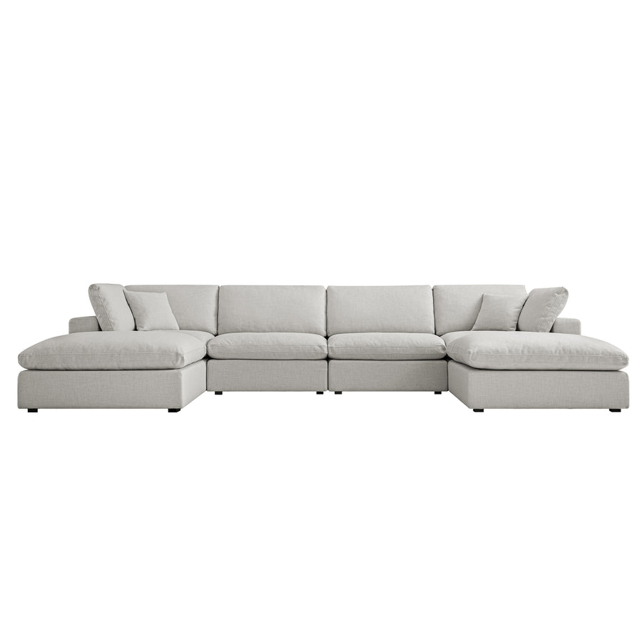 Lutyens Light Grey Linen Blend Modular Sofa, 6-Piece U-Shape Set