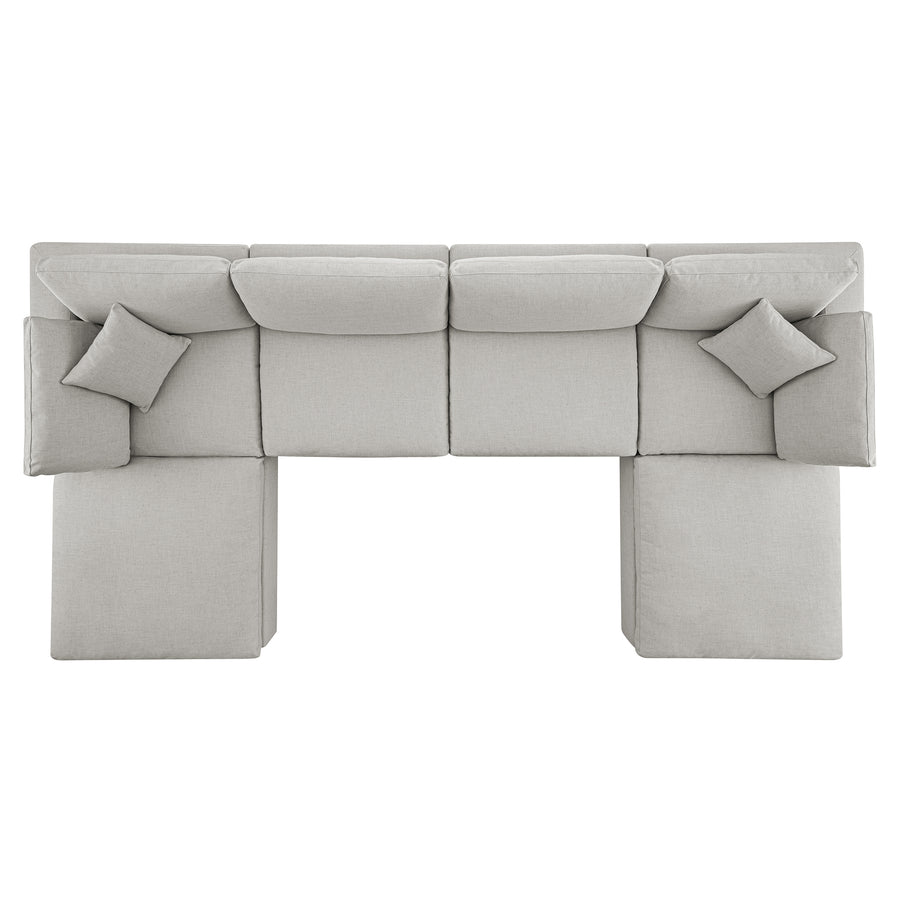 Lutyens Light Grey Linen Blend Modular Sofa, 6-Piece U-Shape Set