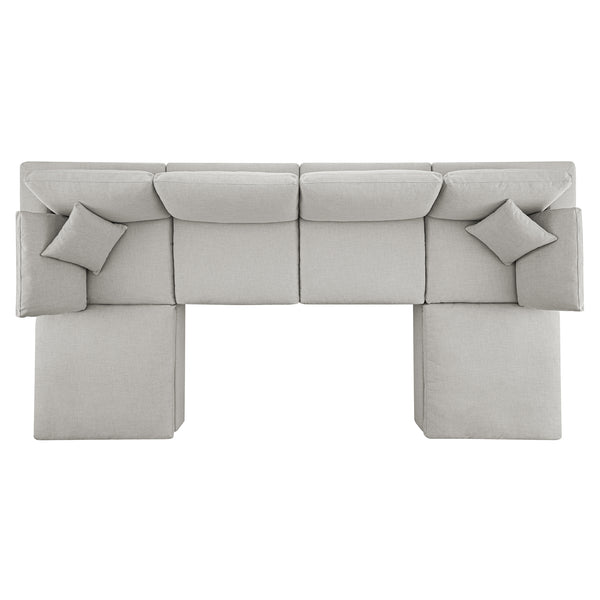 Lutyens Light Grey Linen Blend Modular Sofa, 6-Piece U-Shape Set